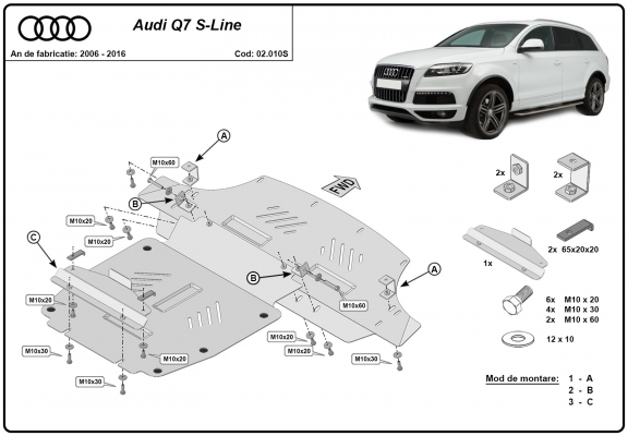 Steel skid plate for Audi Q7 S-Line