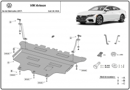 Steel skid plate for VW Arteon 