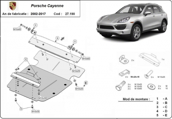 Steel skid plate for Porsche Cayenne
