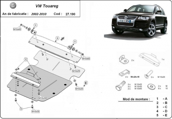 Steel skid plate for Volkswagen Touareg 7L