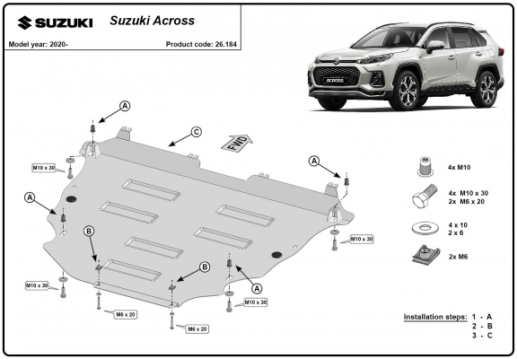 Steel skid plate for Suzuki Across