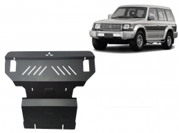 Steel skid plate for the protection of the engine and the radiator for Mitsubishi Pajero 2 