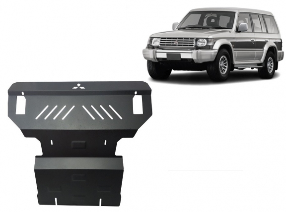 Steel skid plate for the protection of the engine and the radiator for Mitsubishi Pajero 2 