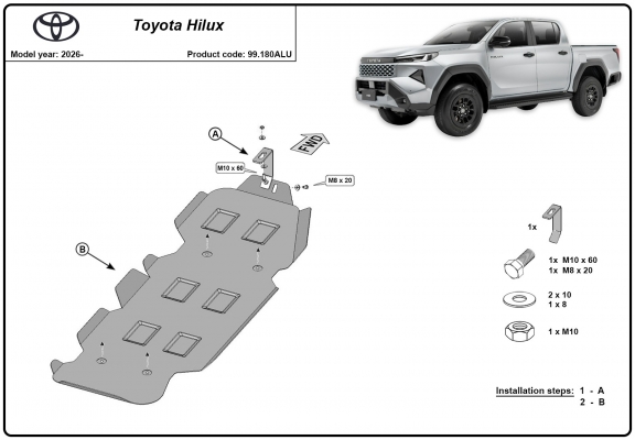 Aluminum fuel tank skid plate  for Toyota Hilux Revo