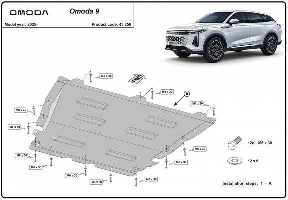 Steel skid plate for Omoda 9