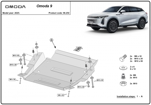 Steel differential skid plate for Omoda 9