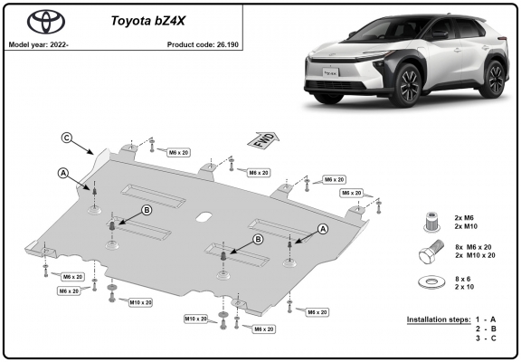 Steel skid plate for Toyota BZ4X
