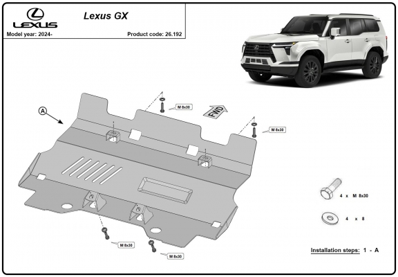Steel radiator skid plate for Lexus GX