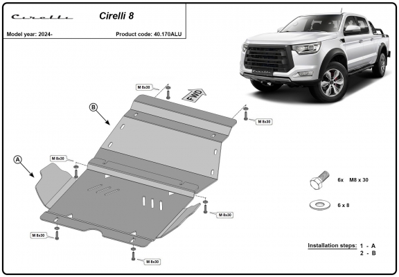 Aluminum skid plate for Cirelli 8