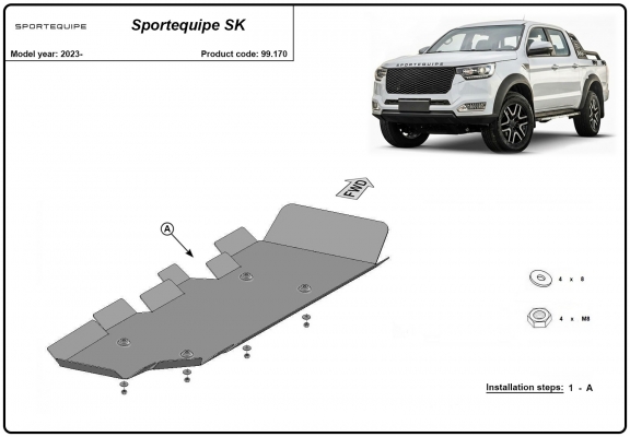 Steel fuel tank skid plate for Sportequipe SK