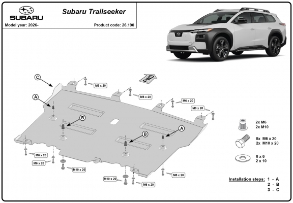 Steel skid plate for Subaru Trailseeker