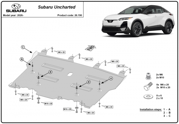 Steel skid plate for Subaru Uncharted