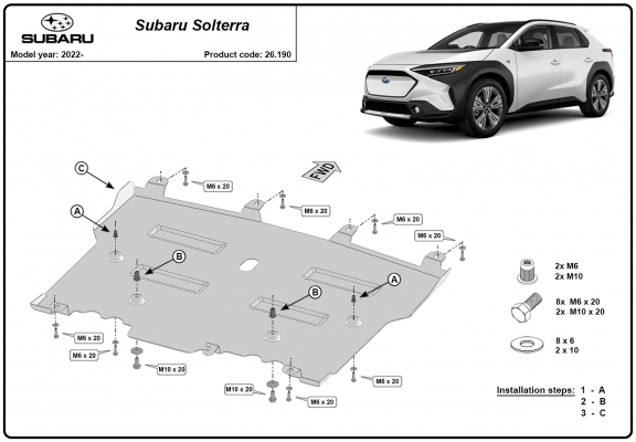 Steel skid plate for Subaru Soltera