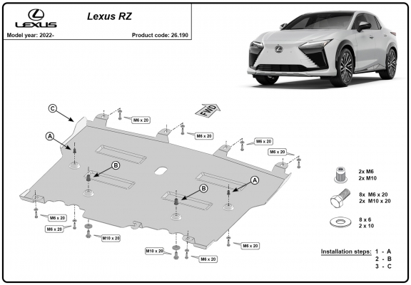 Steel skid plate for Lexus RZ