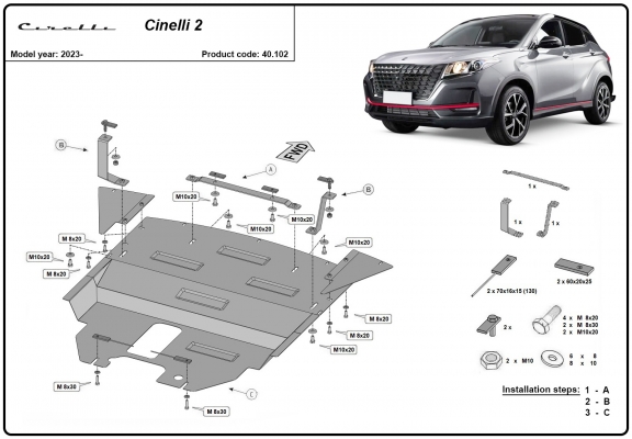 Steel skid plate for Cirelli 2