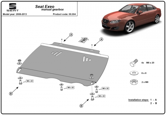 Steel manual gearbox skid plate Seat Exeo