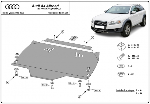 Steel automatic gearbox skid plate forAudi A4  B7 All Road