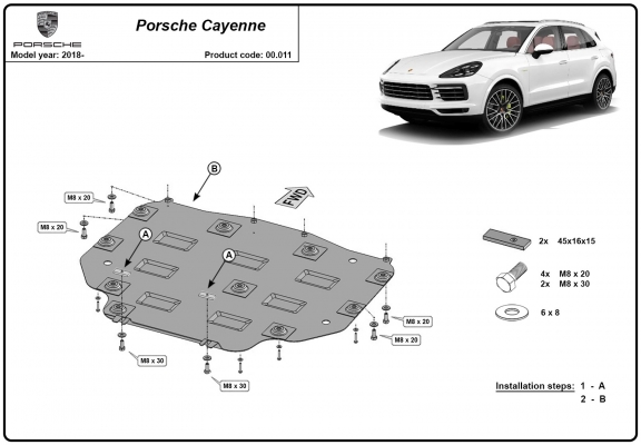 Steel gearbox skid plate for Porsche Cayenne