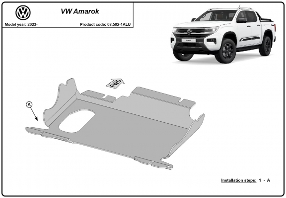 Aluminum skid plate for Volkswagen Amarok