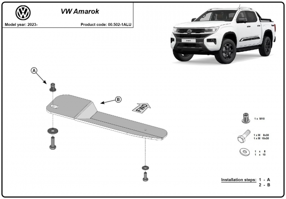 Aluminum fuel filter skid plate for Volkswagen Amarok