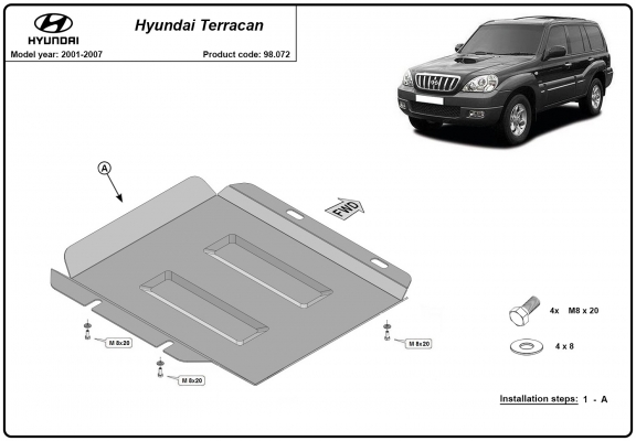 Steel reductor skid plate Hyundai Terracan