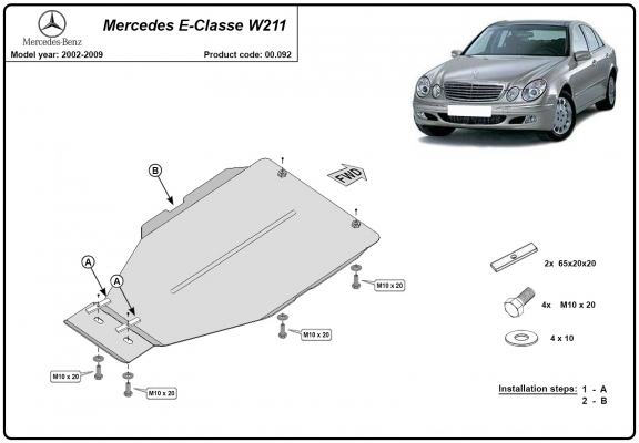 Steel automatic gearbox skid plate forMercedes E-Clasee W211