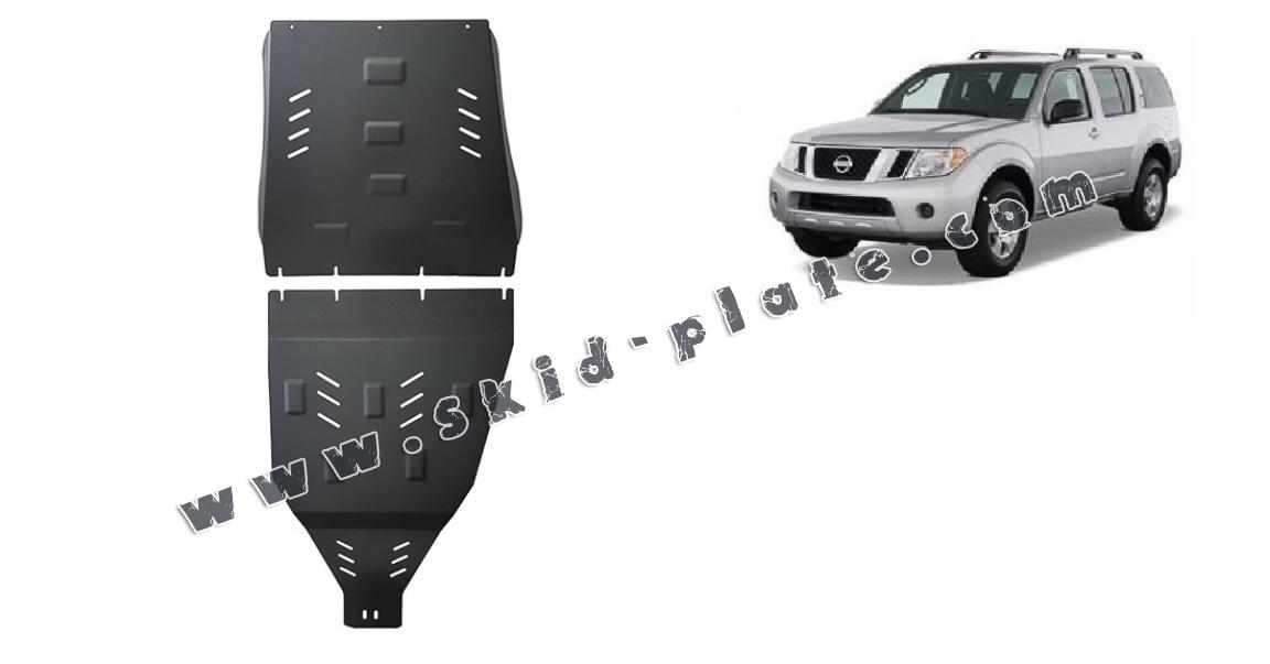 Steel gearbox and differential skid plate for Nissan Pathfinder