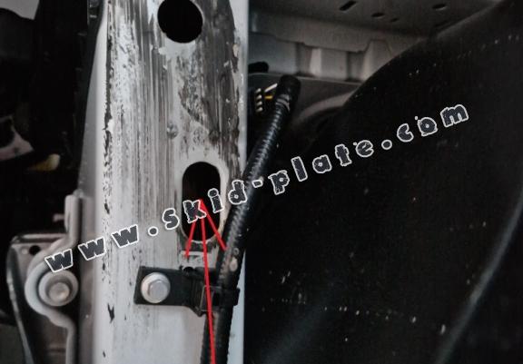 Steel skid plate for the protection of the engine and the gearbox for Ford Transit Custom
