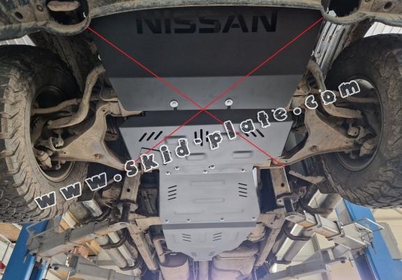Steel gearbox and differential skid plate for Nissan Pathfinder