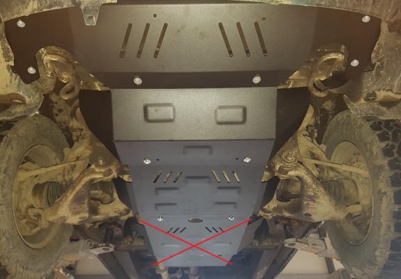 Steel skid plate for the protection of the engine and the radiator for Toyota Hilux
